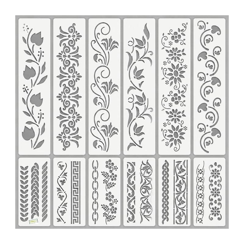 12 Pochoirs Floraux Loisirs créatifs-1