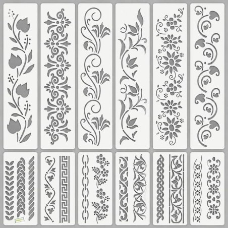 12 Pochoirs Floraux Loisirs créatifs-1