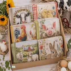 BOX 50serviettes Animaux Ferme