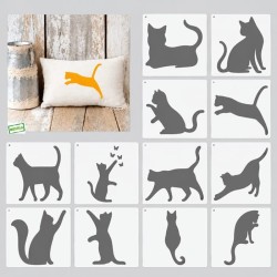12 Pochoirs Chats Loisirs créatifs-2