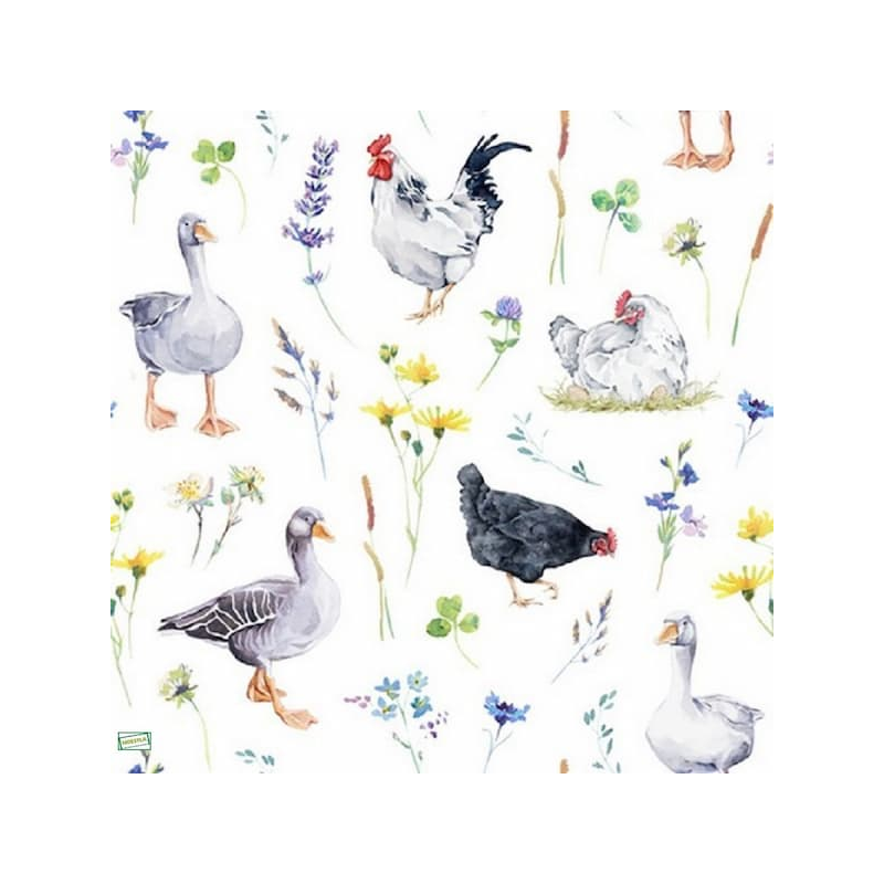 1 serviette Oiseaux Ferme-41