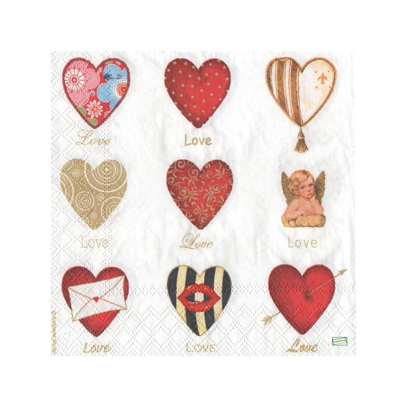 1serviette papier Coeurs-24