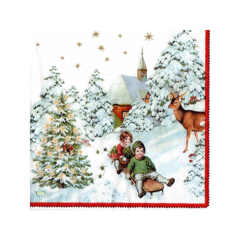 1serviette Paysage Enneigé-35