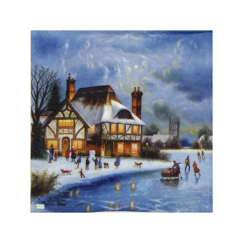 1 serviette Paysage Enneigé-60