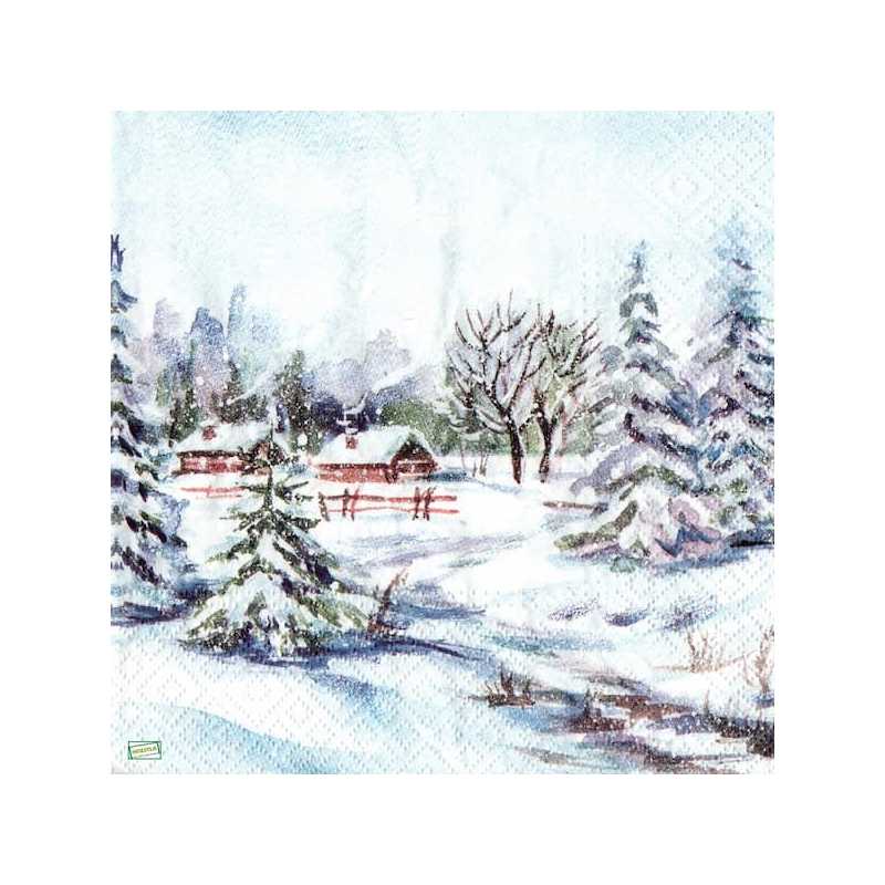 1 serviette Paysage Enneigé-65