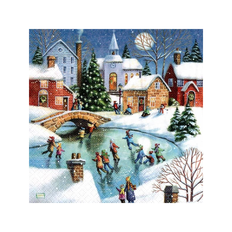 1 serviette Paysage Enneigé-70