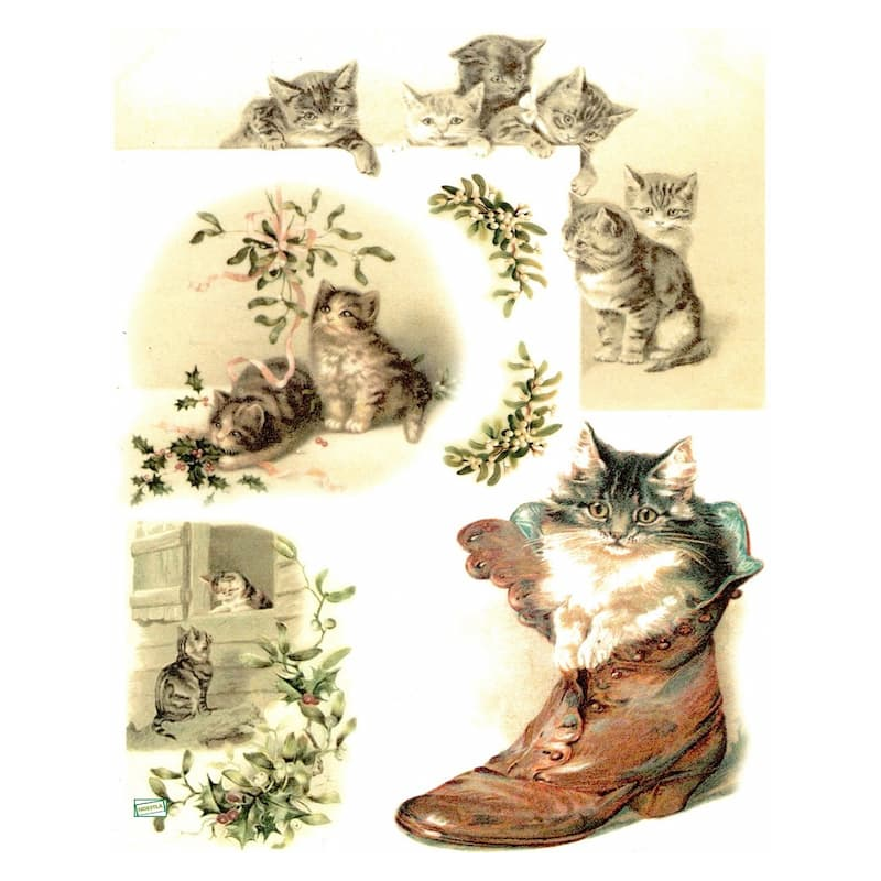 1 papier de riz Chats -R1017