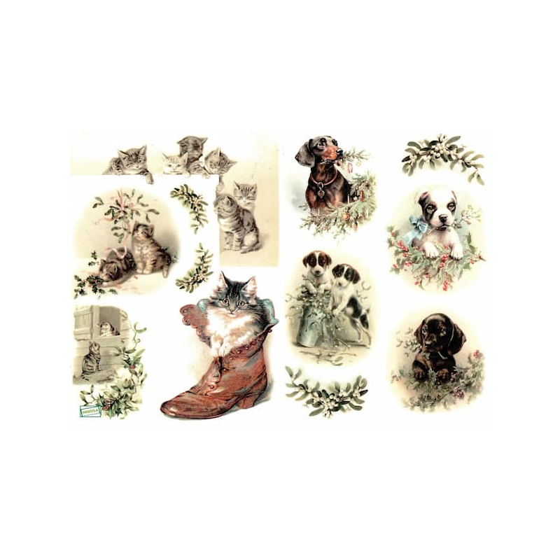 1 papier riz Chats Chiens-R1018