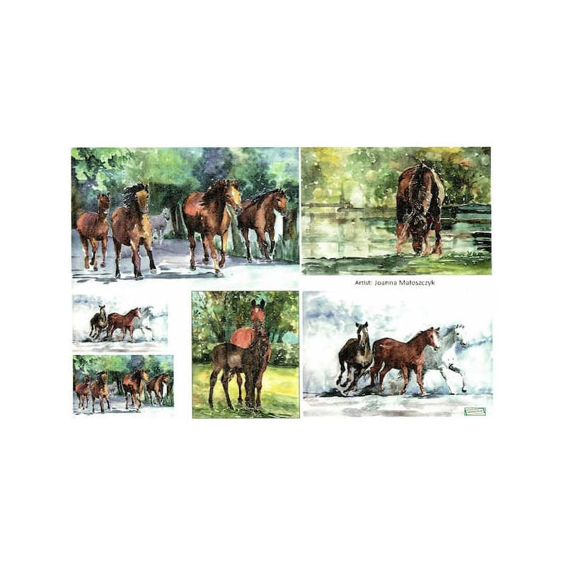 1 papier de riz Chevaux -R1218