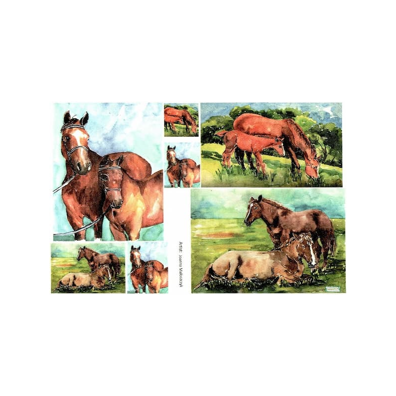 1 papier de riz Chevaux -R1219