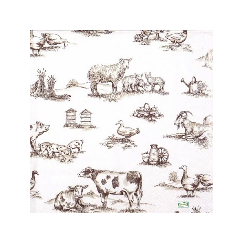 1 serviette Animaux Ferme-25