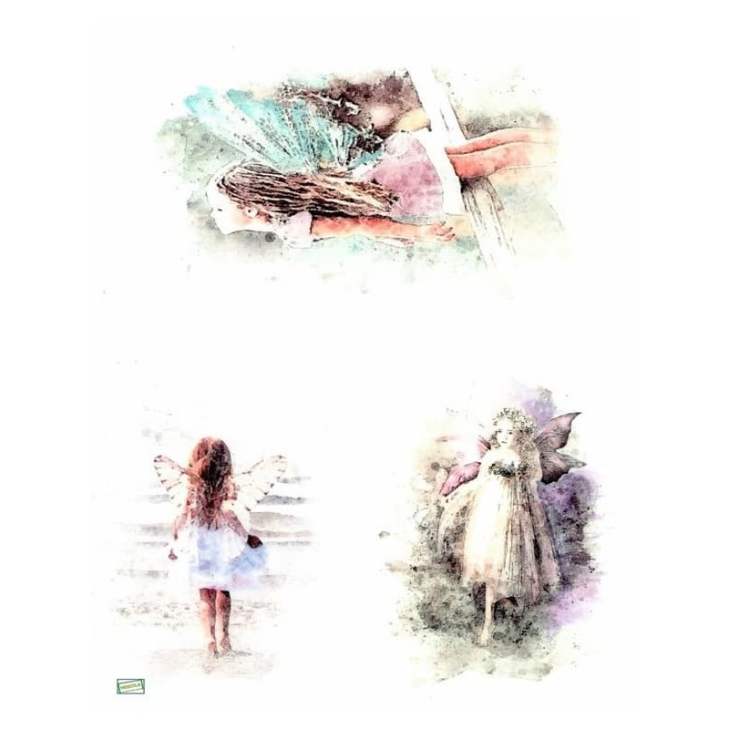 1GRAND papier riz Fées-R451L