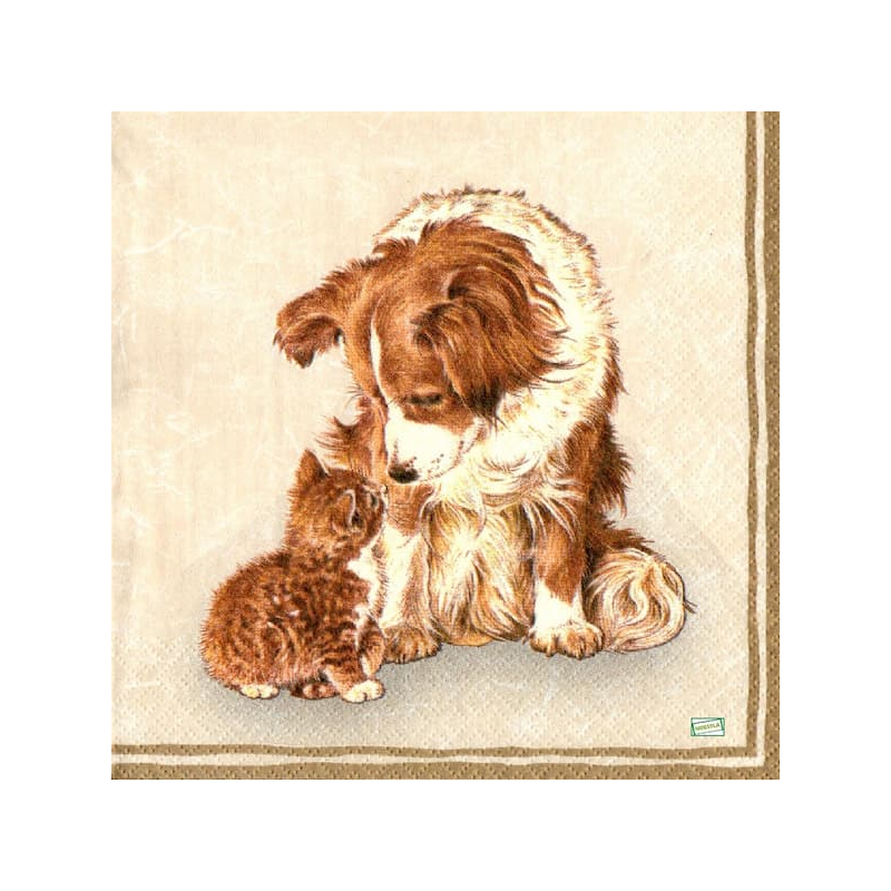 1 serviette Chat Chien -86