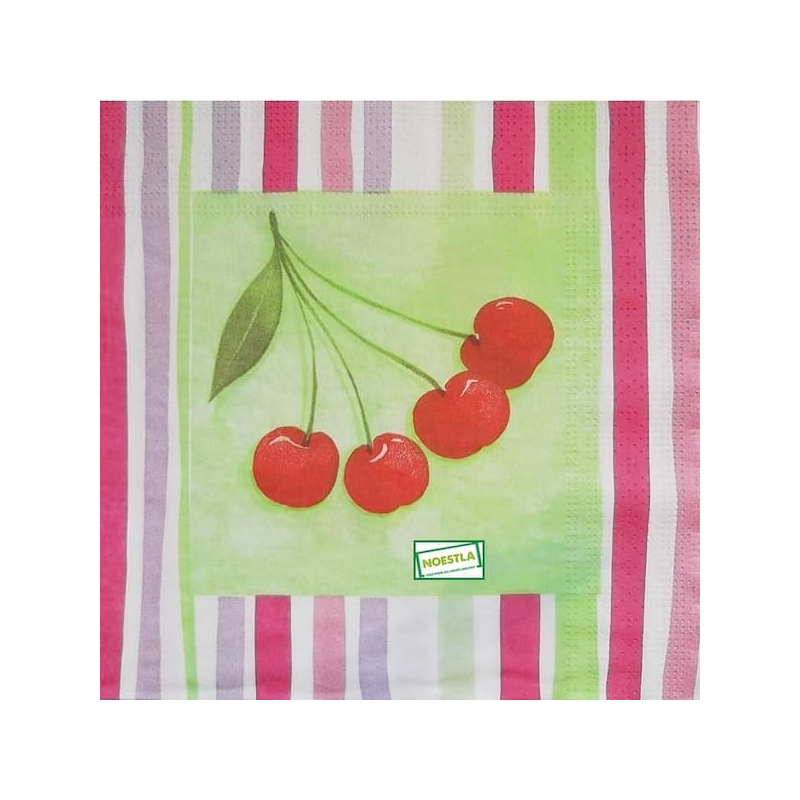 1serviette papier Cerises -14