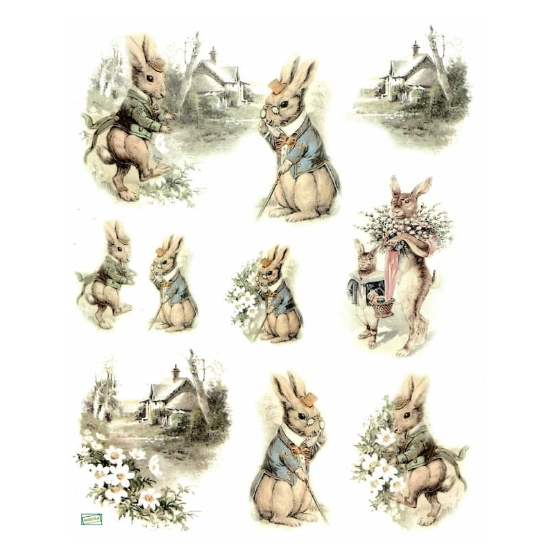 1papier riz Les lapins -R1578