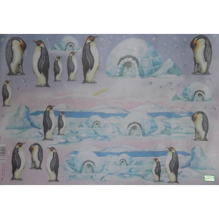 Papier riz Les pingouins-STA2