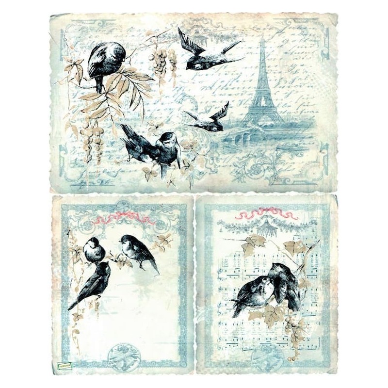 1papier de riz Oiseaux-R185