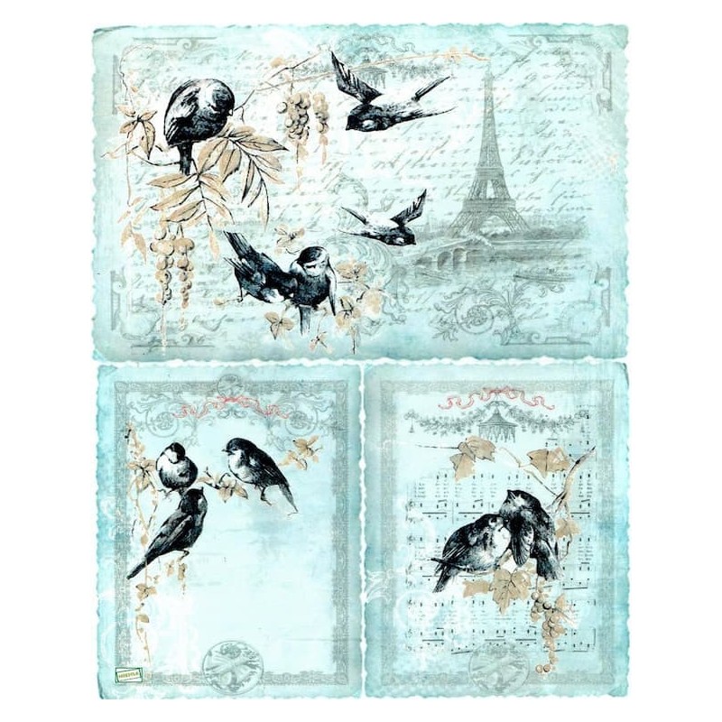 1papier de riz Oiseaux-R189