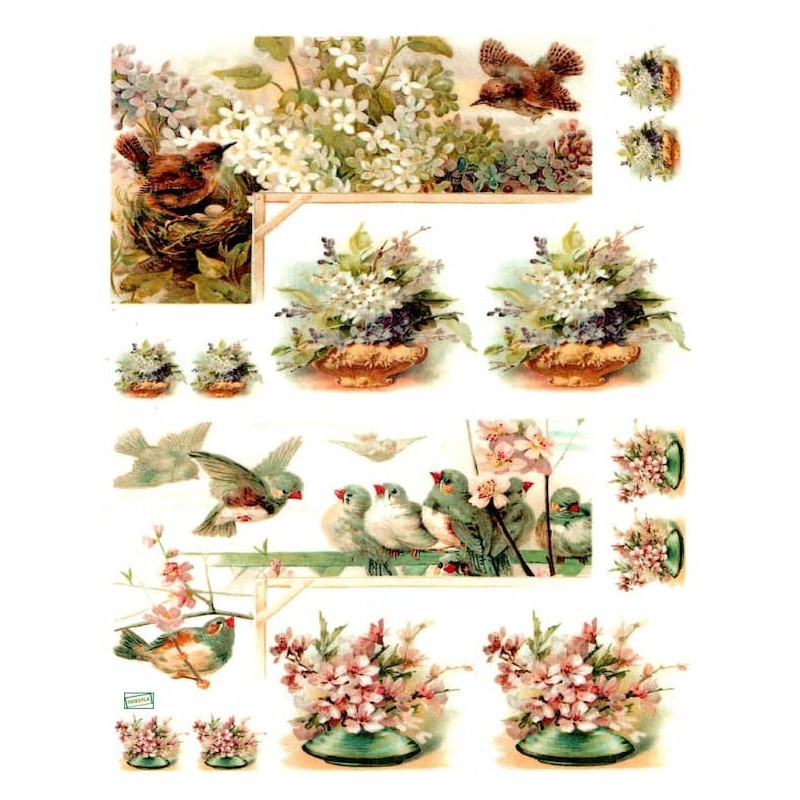 1papier de riz Oiseaux -R858