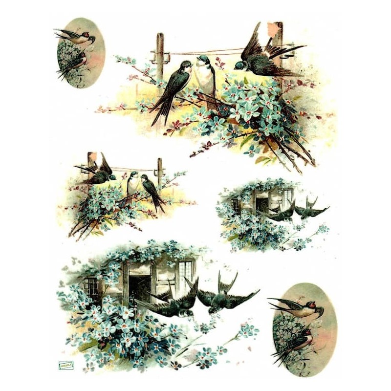 1papier de riz Oiseaux -R859