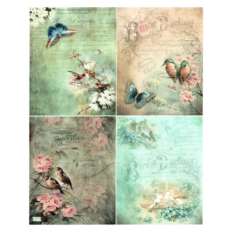 1papier de riz Oiseaux-R979