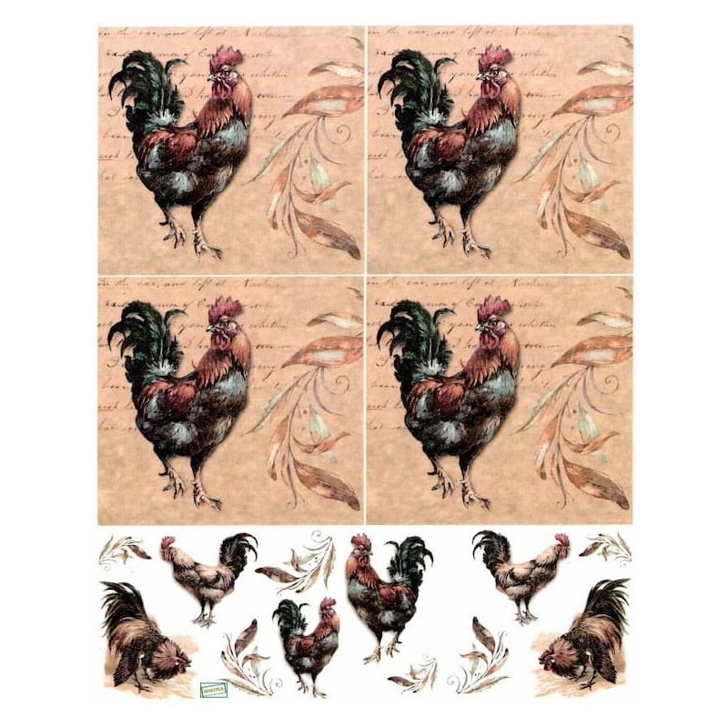 1papier de riz Poules-R1091