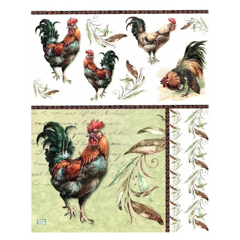 1papier de riz Poules-R1092