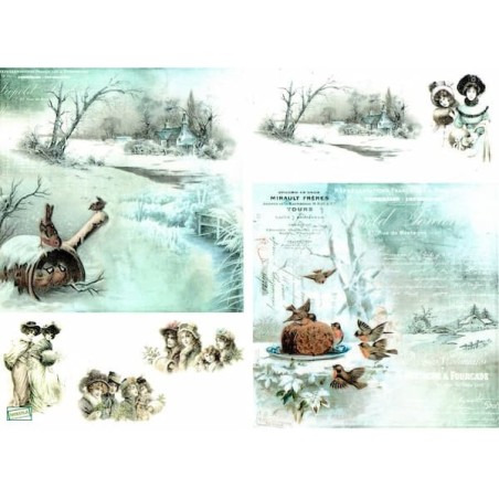 1papier de riz Oiseaux-R1283