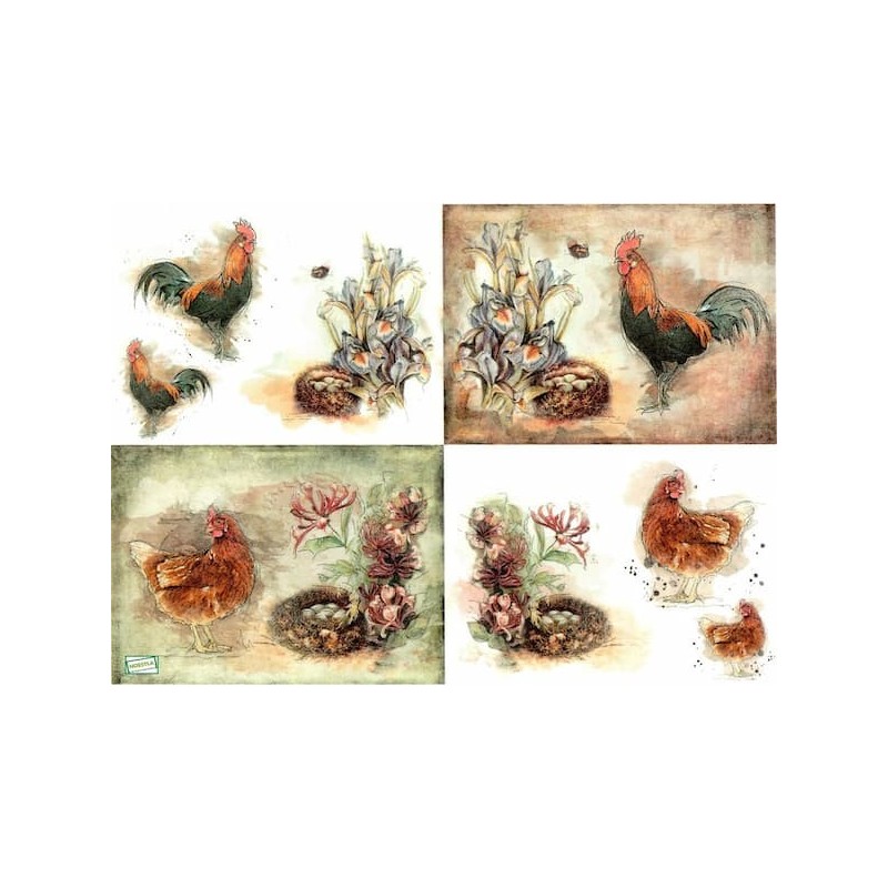 1papier de riz Poules-R1350