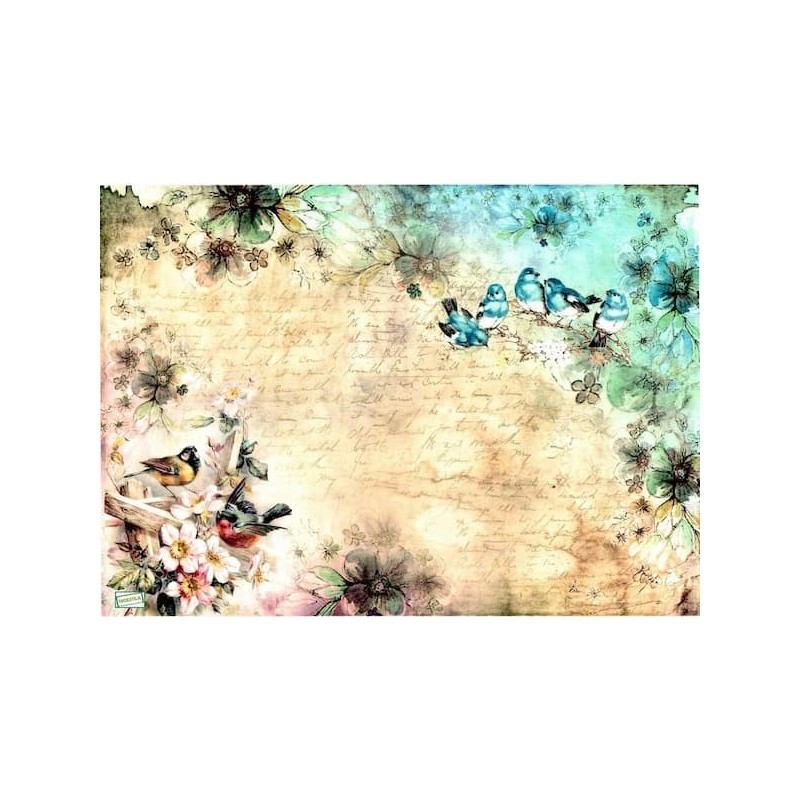 1papier de riz Oiseaux-R1386