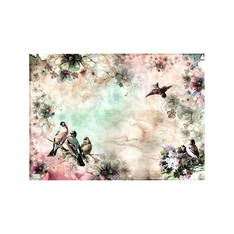 1papier de riz Oiseaux -R1387