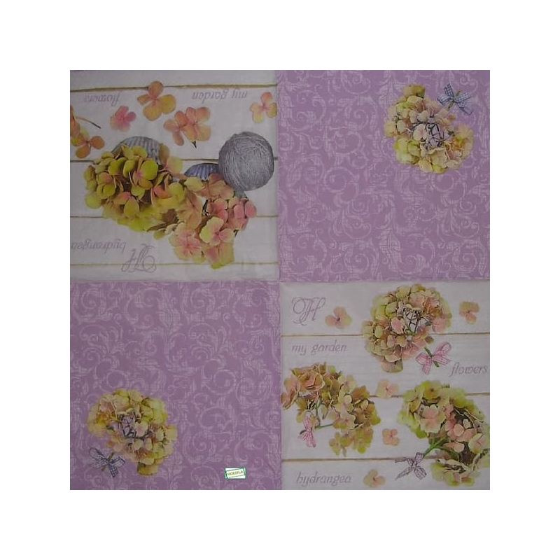 1 serviette Les hortensias -17
