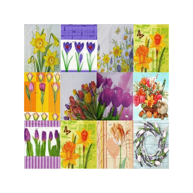 12 serviettes Fleurs -L48