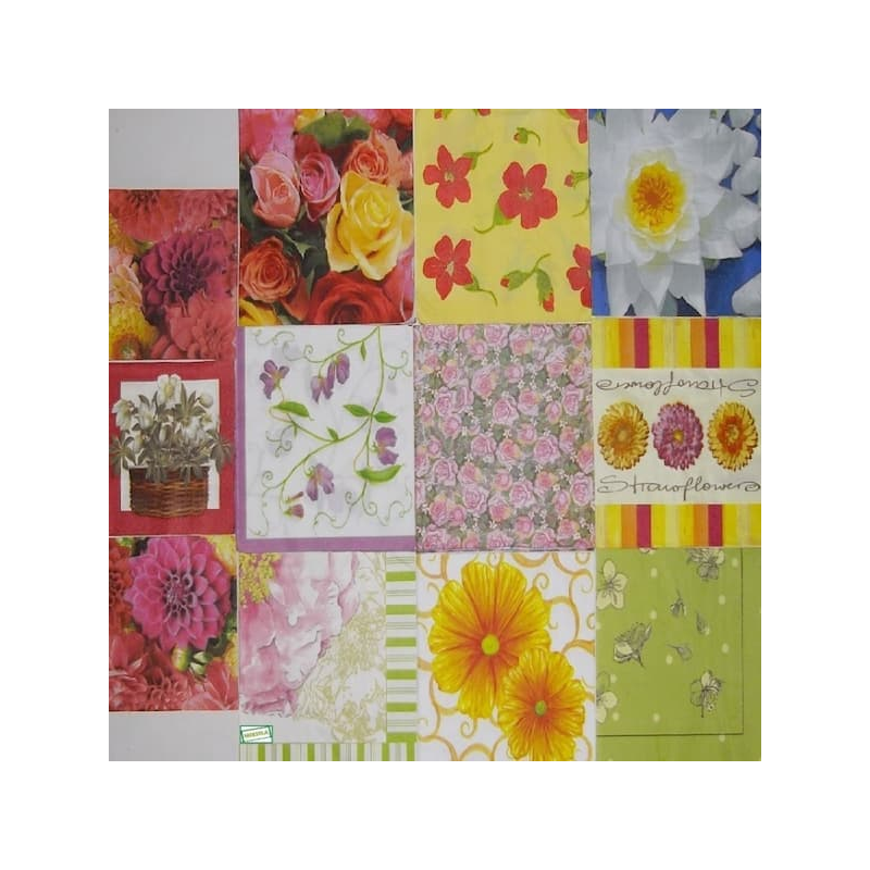 12 serviettes Autres fleurs-L7