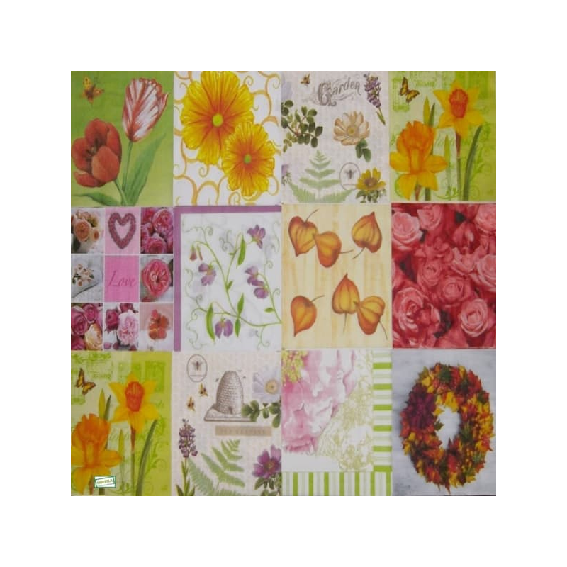 12 serviettes Autres fleurs-L8