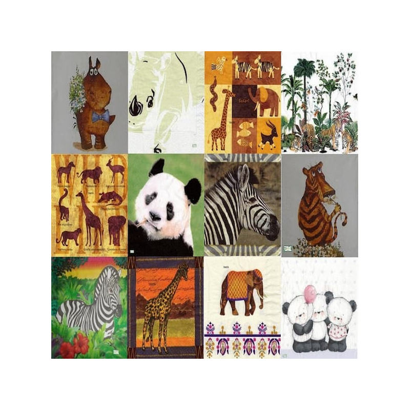 12serviettes Animaux Savane-L11