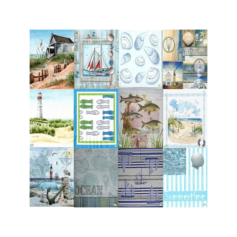 12 serviettes La Mer -L38