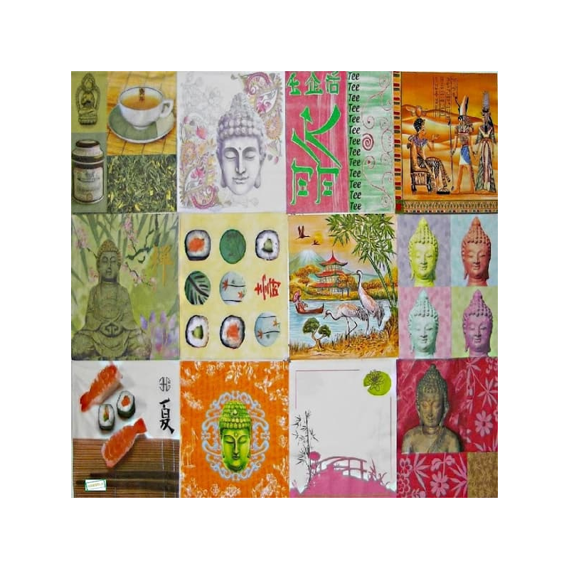 12 serviettes papier Asie -L23