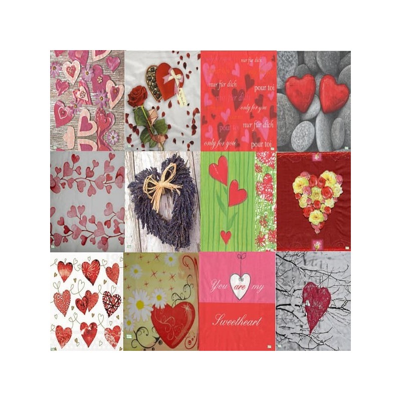12 serviettes Les coeurs -L22
