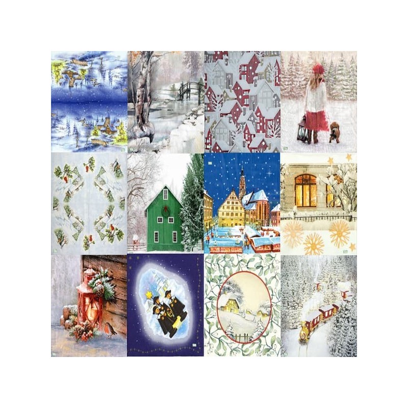 12serviettes Paysage neige-L41