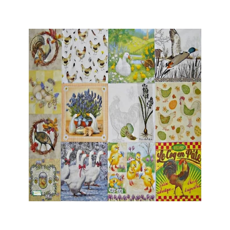 13serviettes Oiseaux ferme-L44