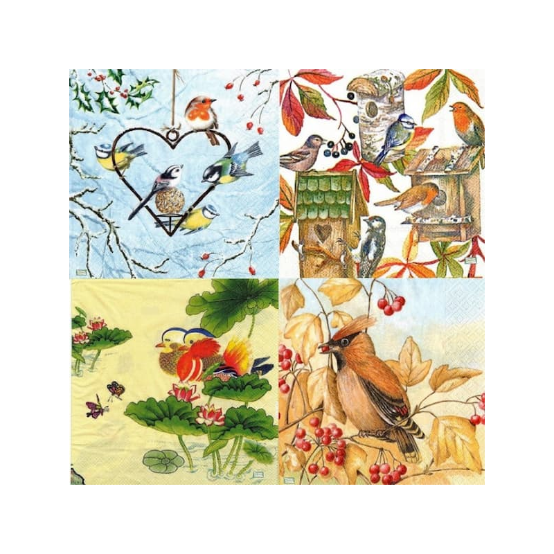 4 serviettes Les oiseaux -A2