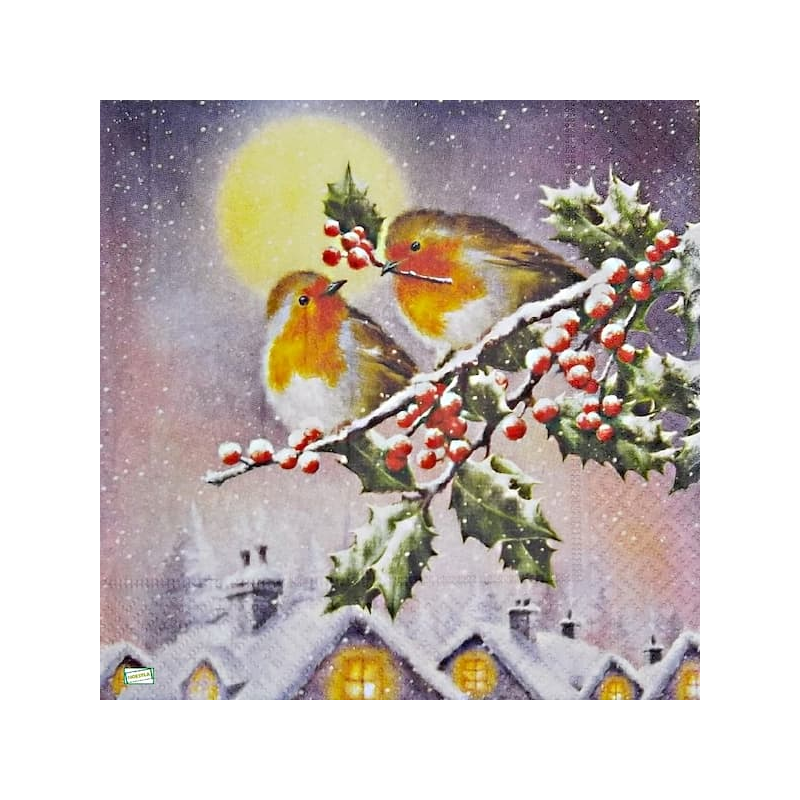 1 serviette Les rouge gorge-76