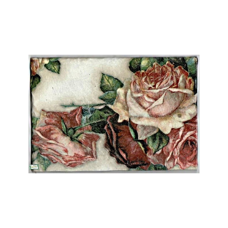 plaque déco ardoise Les Roses serviettage