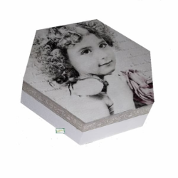 Coffrets hexagonale bois Fillette serviettage