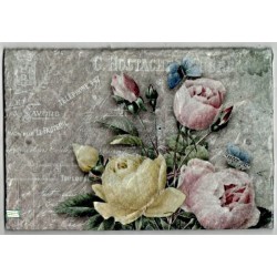 Plaque déco Roses serviettage