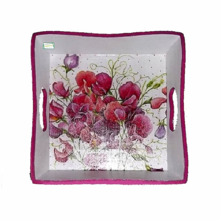 plateau bois Pois de senteur serviettage