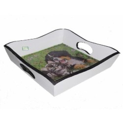 plateau bois Chat Chien serviettage