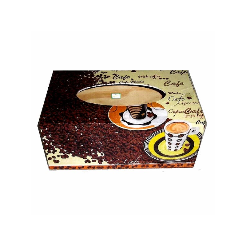 Boite mouchoirs bois Café serviettage