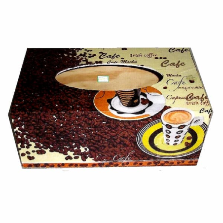 Boite mouchoirs bois Café serviettage